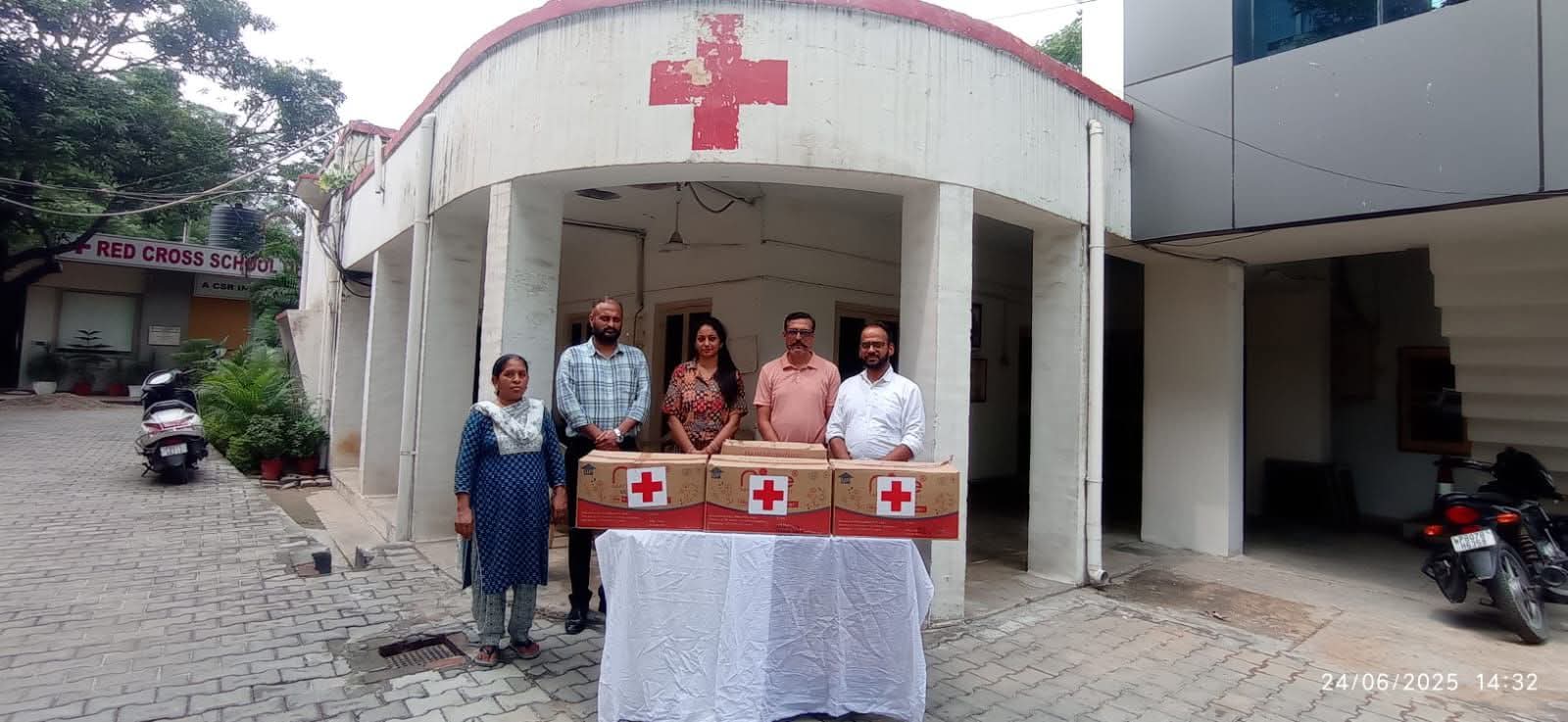 Red Cross Society provided sanitary pads and masks to devotees going on Amarnath Yatra.